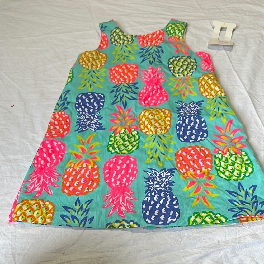 Tommy Bahama Girls 7 Pineapple Shift Dress Bright Multi Cotton Lined NEW